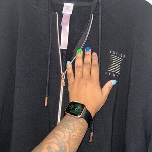 Savage Fenty Black Zip-Up Hooded onesie